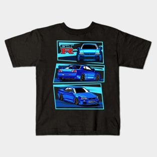 NISSAN skyline r34 gtr godzilla jdm japan paul walker fast and furious Kids T-Shirt